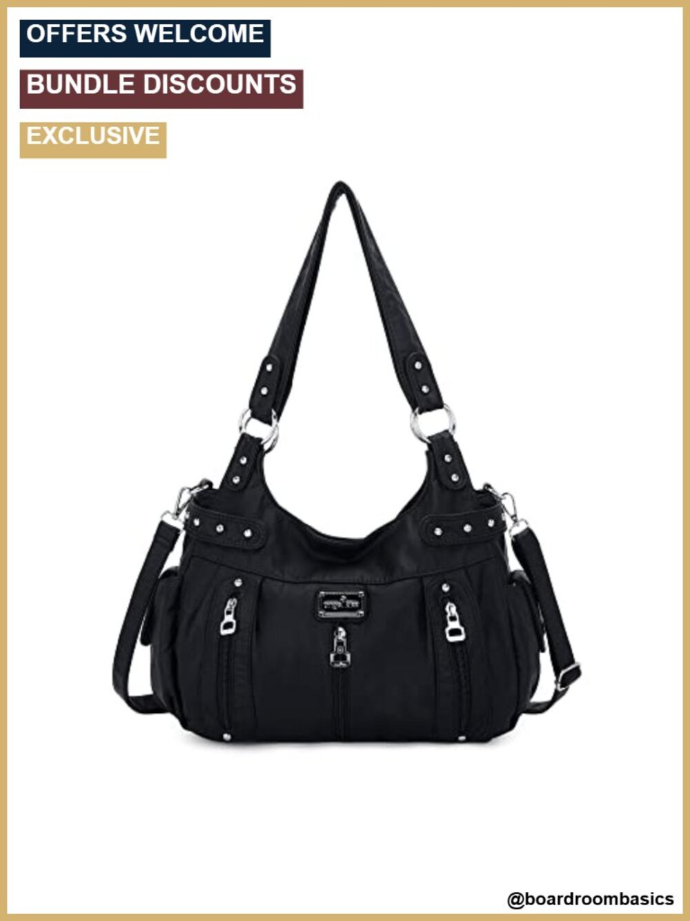 Washed Faux Leather Crossbody Hobo Satchel Shoulder Handbag Tote Purse Large